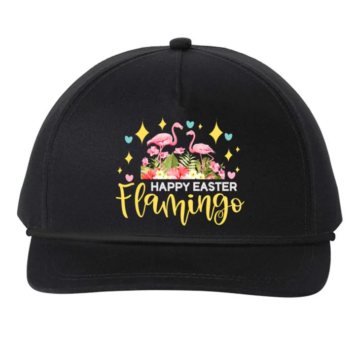 Cute Easter Flamingo With Easter Basket Gift Snapback Five-Panel Rope Hat