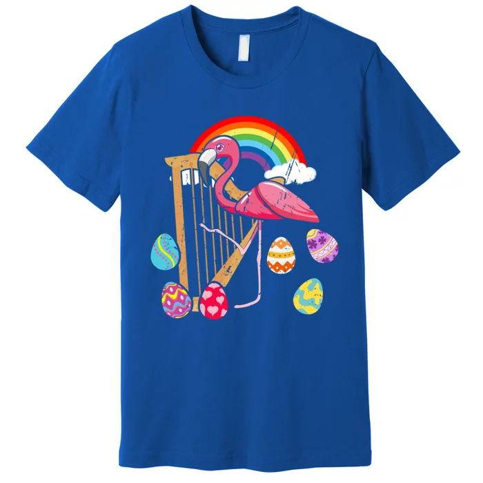 Cute Easter Flamingo Bunny Ear Eggs Basket Harp Funny Gift Premium T-Shirt