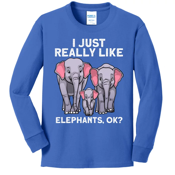 Cute Elephant For Women Land Animal Elephant Lover Kids Long Sleeve Shirt