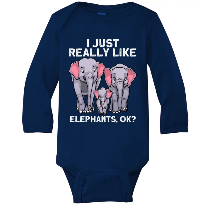 Cute Elephant For Women Land Animal Elephant Lover Baby Long Sleeve Bodysuit