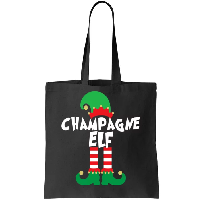 Champagne Elf Funny Christmas Squad Matching Xmas Tote Bag