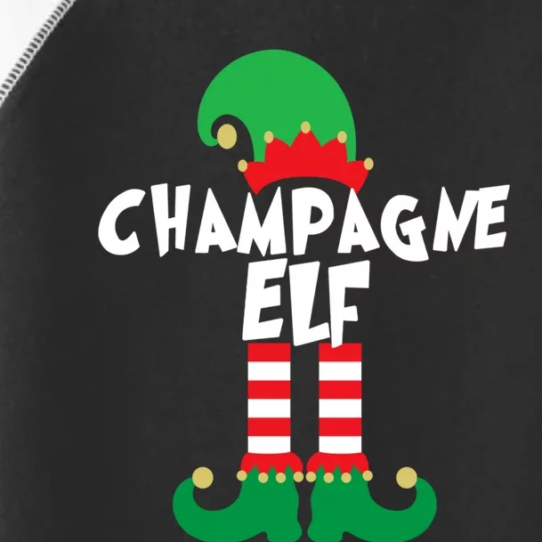 Champagne Elf Funny Christmas Squad Matching Xmas Toddler Fine Jersey T-Shirt