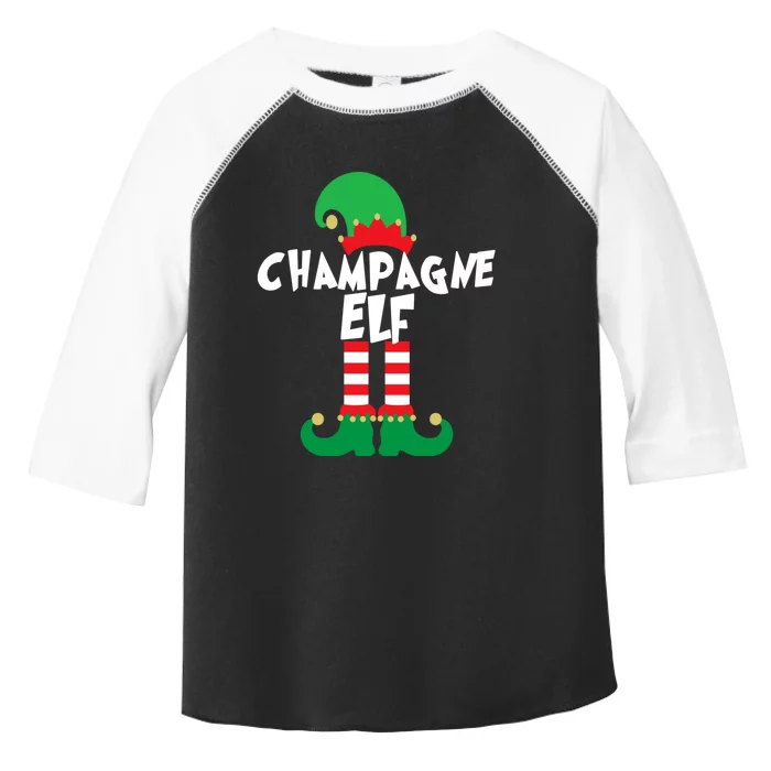 Champagne Elf Funny Christmas Squad Matching Xmas Toddler Fine Jersey T-Shirt