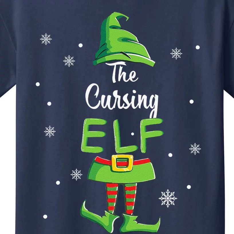 Cursing Elf Family Matching Christmas Pajamas Pjs Xmas Funny Kids T-Shirt