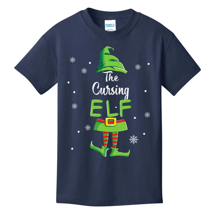 Cursing Elf Family Matching Christmas Pajamas Pjs Xmas Funny Kids T-Shirt