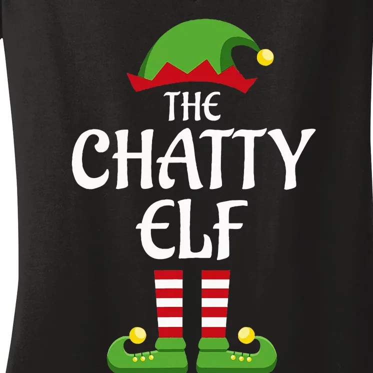 Chatty Elf Family Matching Group Christmas Women's V-Neck T-Shirt