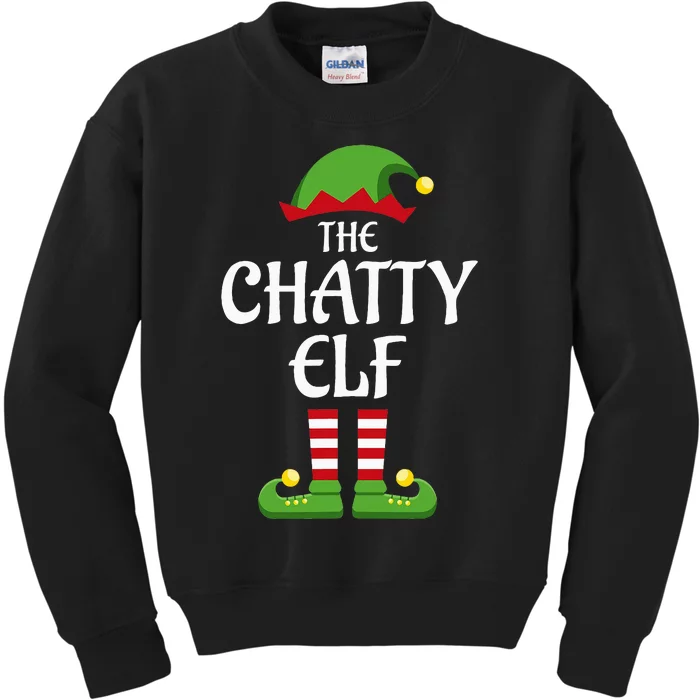 Chatty Elf Family Matching Group Christmas Kids Sweatshirt