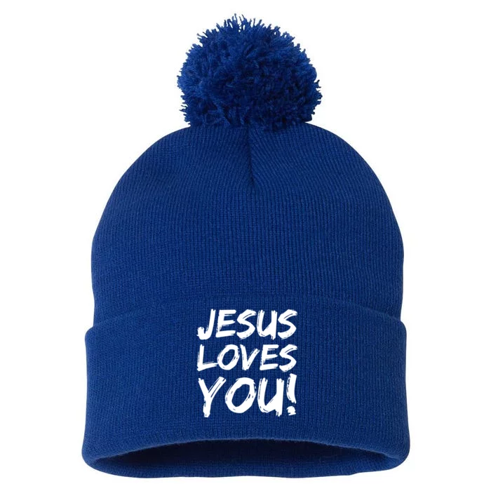 Christian Evangelism Gift Jesus Loves You! Great Gift Pom Pom 12in Knit Beanie