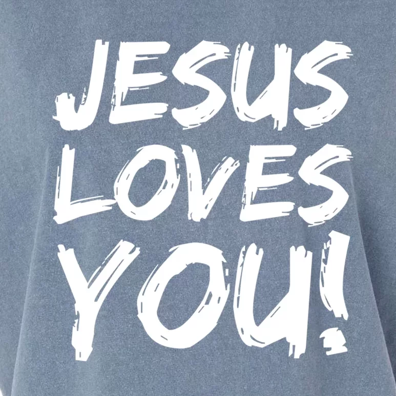 Christian Evangelism Gift Jesus Loves You! Great Gift Garment-Dyed Women's Muscle Tee