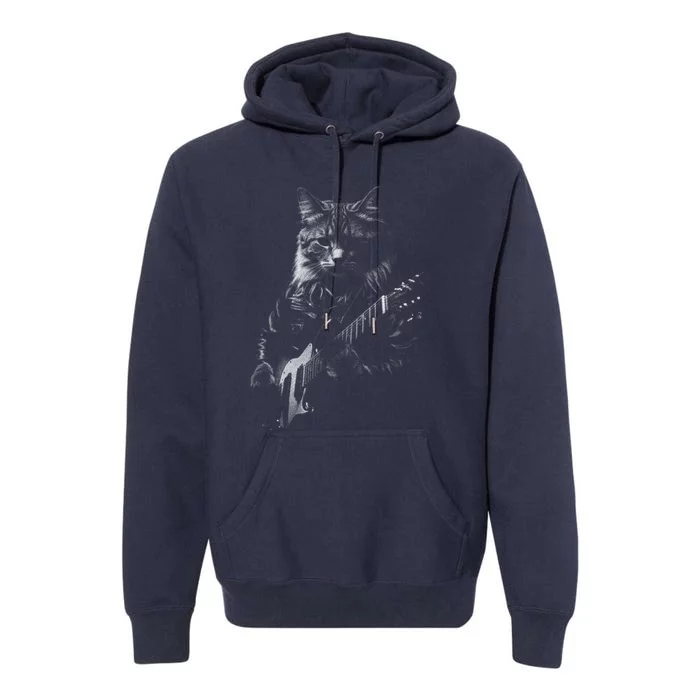 Cat Electric Guitar Premium Hoodie