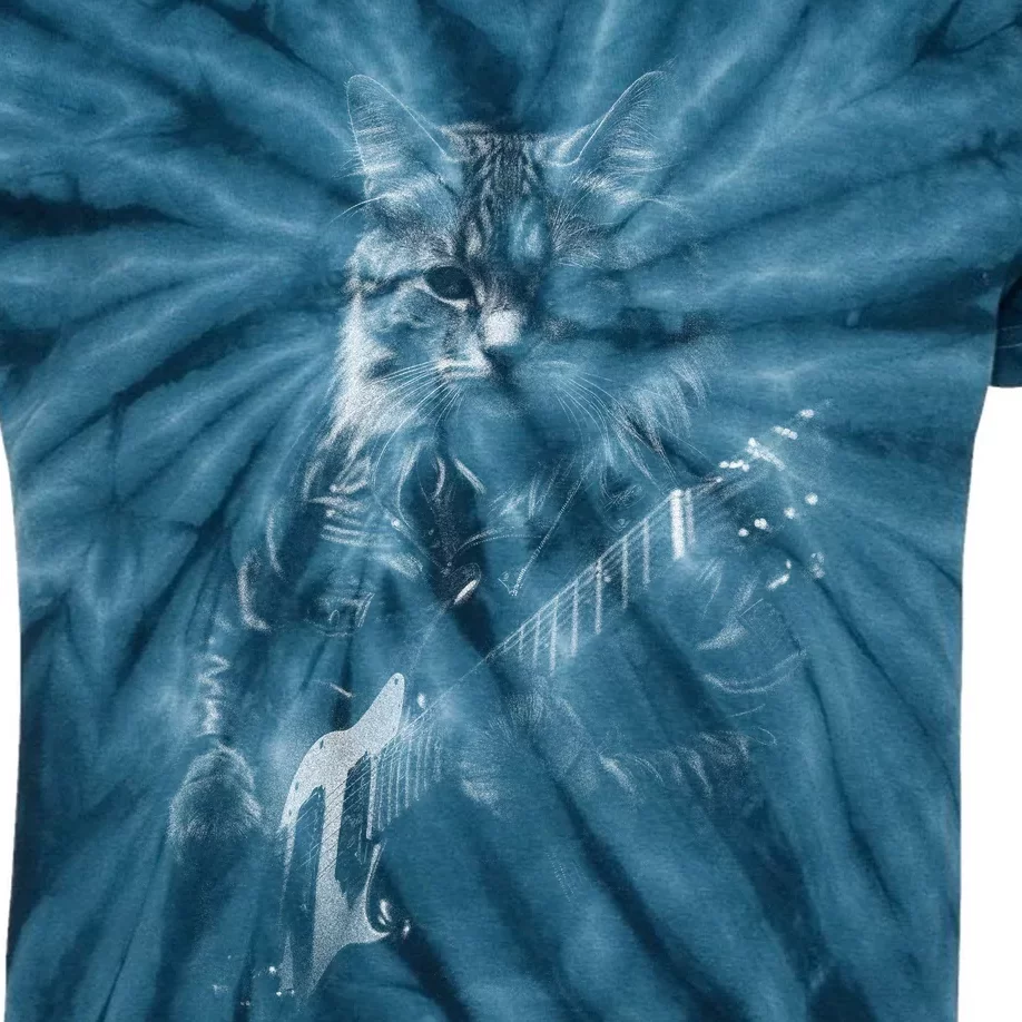 Cat Electric Guitar Kids Tie-Dye T-Shirt