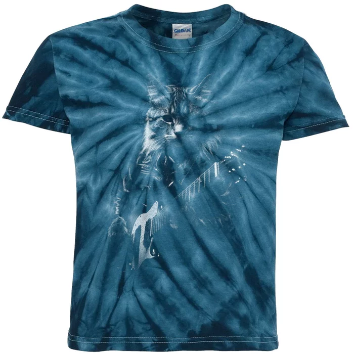 Cat Electric Guitar Kids Tie-Dye T-Shirt