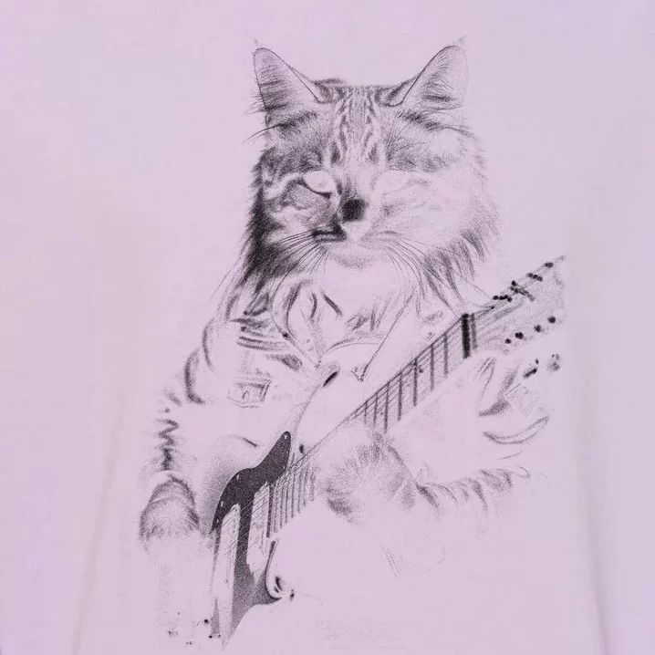 Cat Electric Guitar Garment-Dyed Sweatshirt