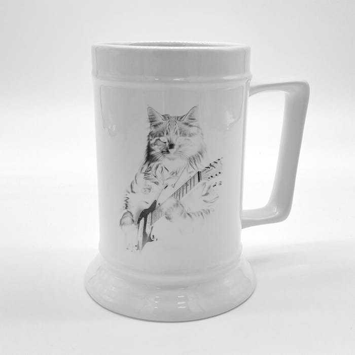 Cat Electric Guitar Front & Back Beer Stein