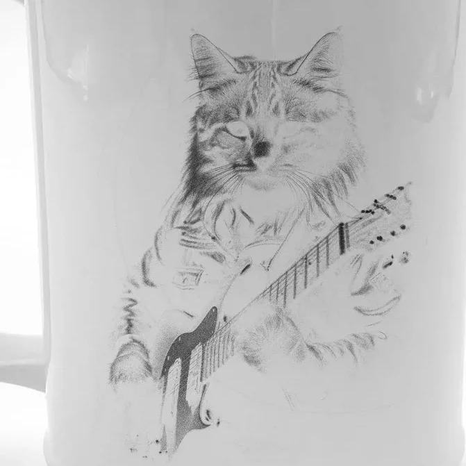 Cat Electric Guitar Front & Back Beer Stein