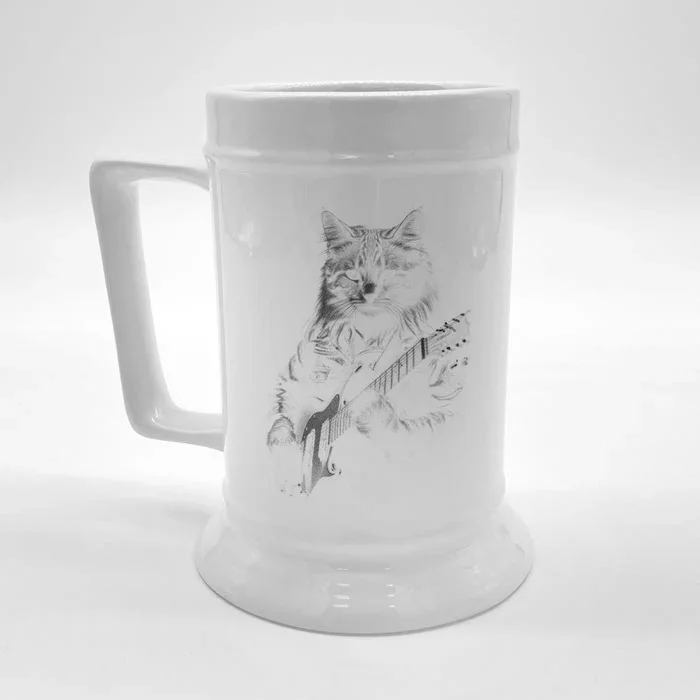 Cat Electric Guitar Front & Back Beer Stein