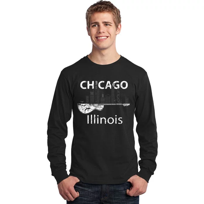 Chicago Electric Guitar American Music Vintage Tall Long Sleeve T-Shirt