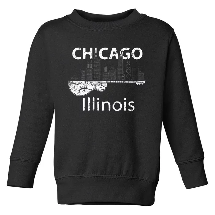 Chicago Electric Guitar American Music Vintage Toddler Sweatshirt