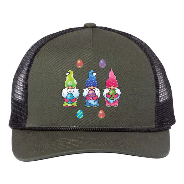 Cute Easter Gnomes Funny Colorful Easter Egg Hunting Gnome Retro Rope Trucker Hat Cap