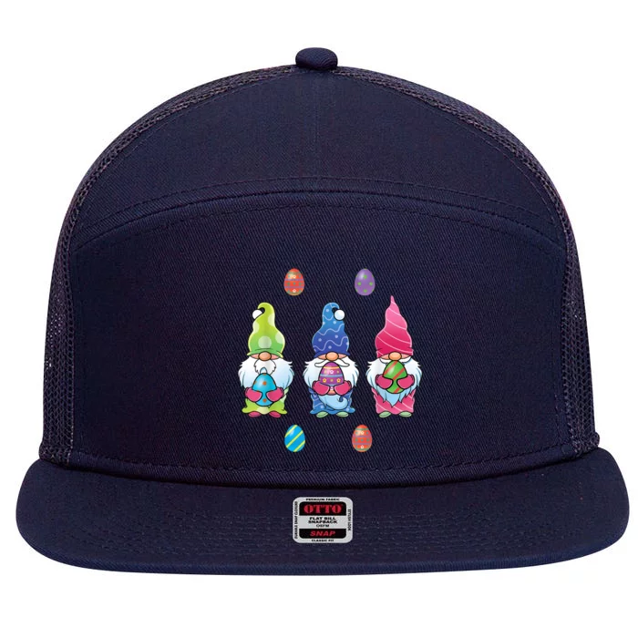 Cute Easter Gnomes Funny Colorful Easter Egg Hunting Gnome 7 Panel Mesh Trucker Snapback Hat