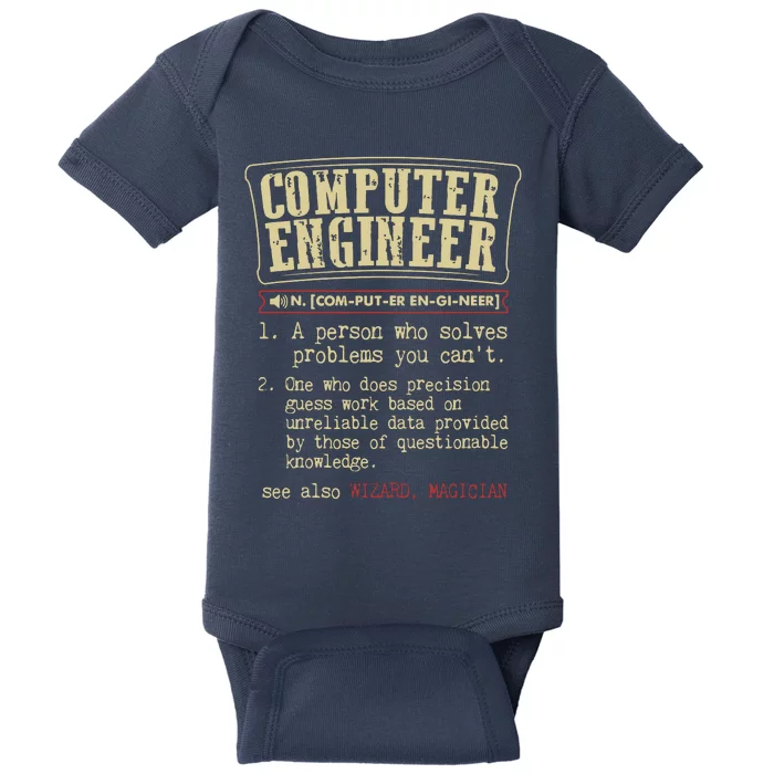 Computer Engineer Gift Funny Dictionary Definition Baby Bodysuit