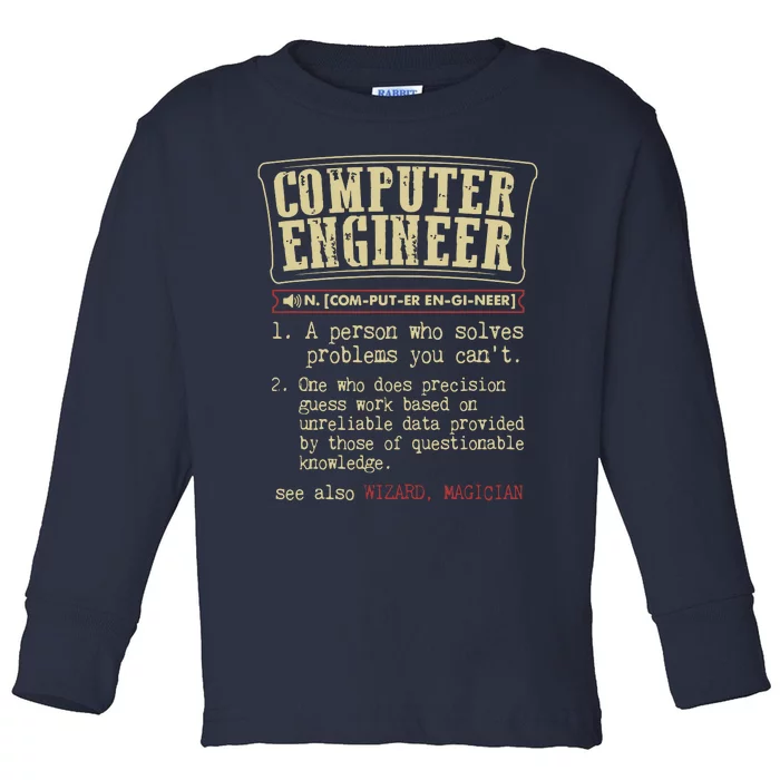 Computer Engineer Gift Funny Dictionary Definition Toddler Long Sleeve Shirt