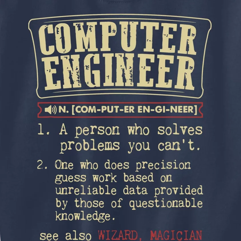 Computer Engineer Gift Funny Dictionary Definition Kids Sweatshirt