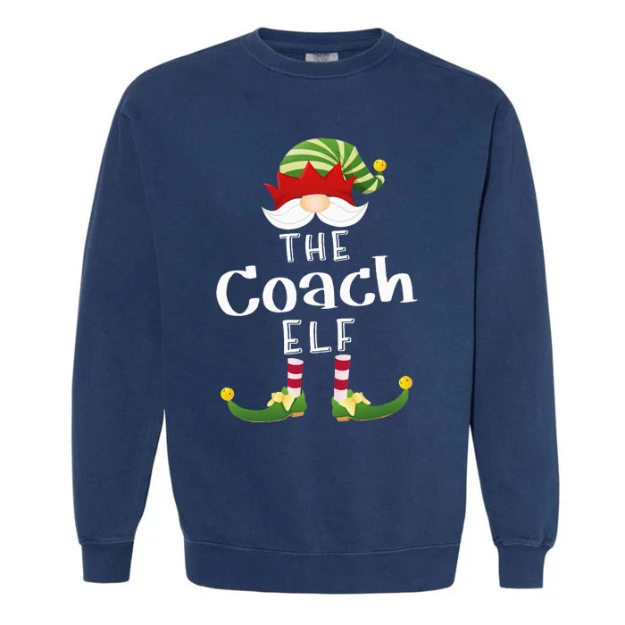 Coach Elf Group Christmas Funny Pajama Party Garment-Dyed Sweatshirt