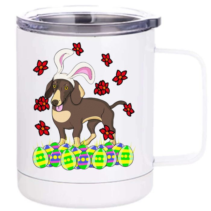 Cute Easter Gift Idea For Dachshund Doxie Weiner Dog Lovers Front & Back 12oz Stainless Steel Tumbler Cup