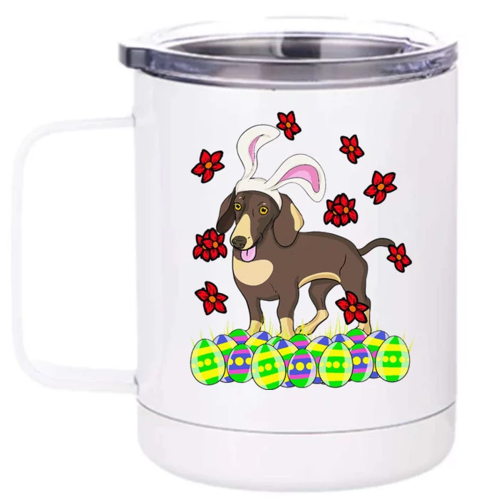 Cute Easter Gift Idea For Dachshund Doxie Weiner Dog Lovers Front & Back 12oz Stainless Steel Tumbler Cup