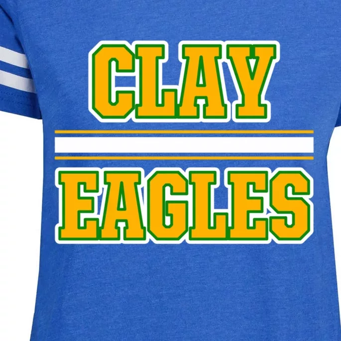 Clay Eagles Horizontal Stripes Enza Ladies Jersey Football T-Shirt