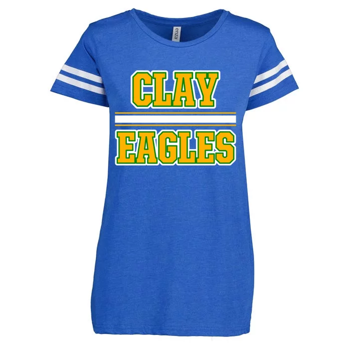 Clay Eagles Horizontal Stripes Enza Ladies Jersey Football T-Shirt