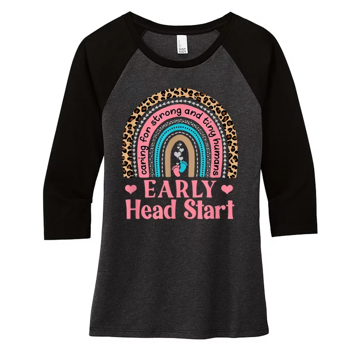 Cute Early Head Start Rainbow Pre K Teacher School Team Women's Tri-Blend 3/4-Sleeve Raglan Shirt