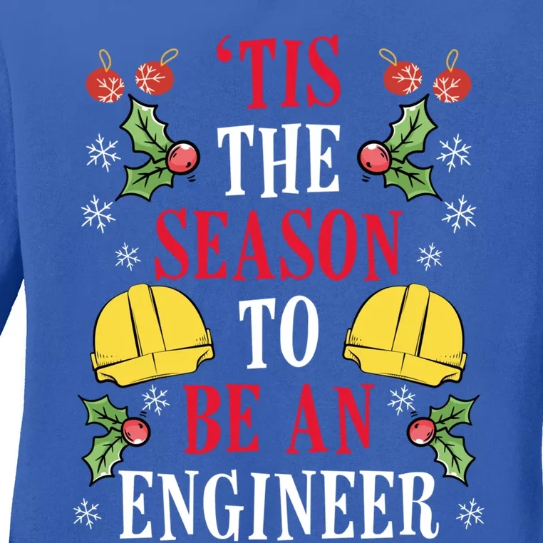 Christmas Engineer Happy Holidays Santa Claus Engineering Funny Gift Ladies Long Sleeve Shirt