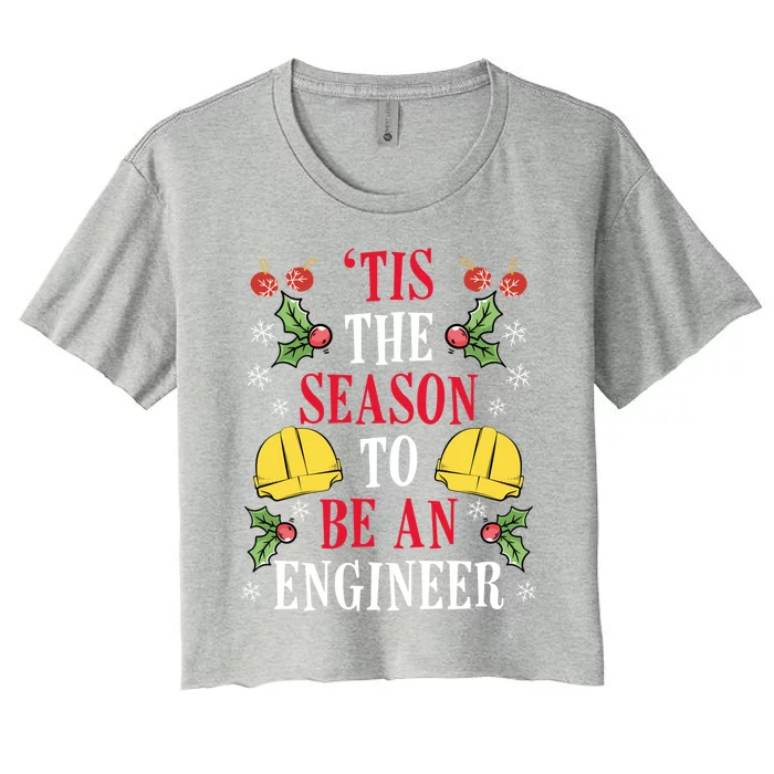 Christmas Engineer Happy Holidays Santa Claus Engineering Funny Gift Women's Crop Top Tee