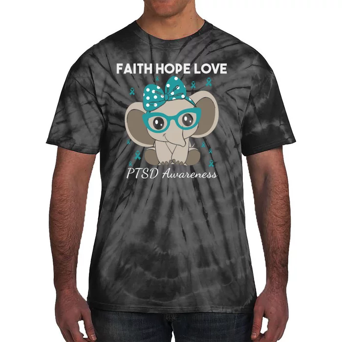 Cute Elephant I Have PTSD Awareness PTSD Awareness Hope Support Love Tie-Dye T-Shirt