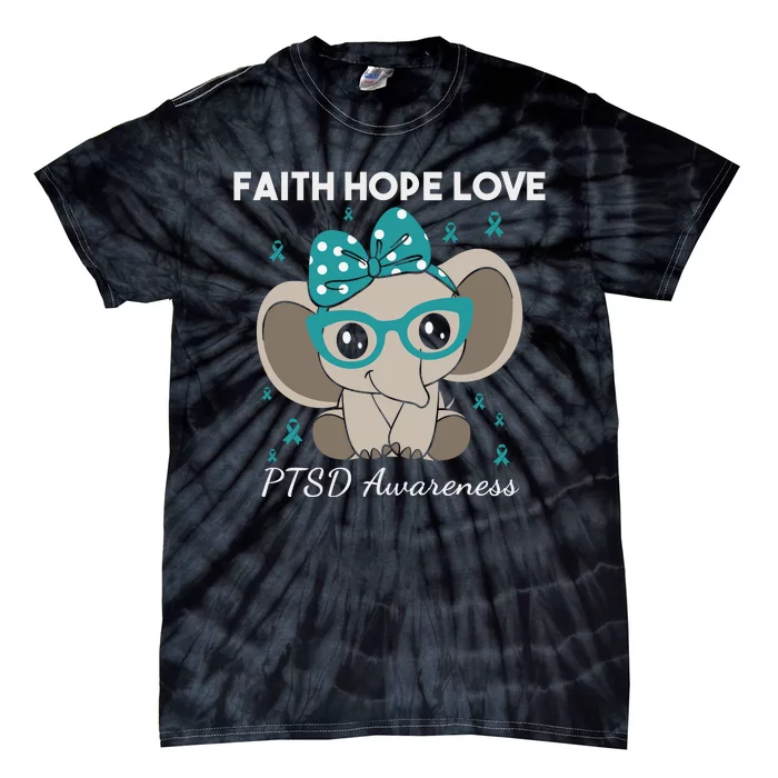 Cute Elephant I Have PTSD Awareness PTSD Awareness Hope Support Love Tie-Dye T-Shirt