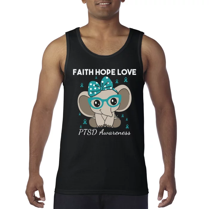 Cute Elephant I Have PTSD Awareness PTSD Awareness Hope Support Love Tank Top