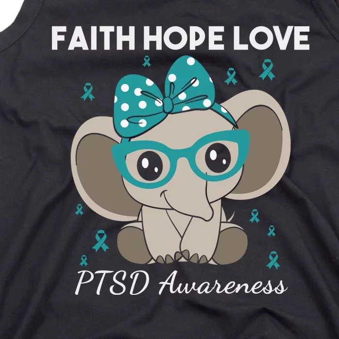 Cute Elephant I Have PTSD Awareness PTSD Awareness Hope Support Love Tank Top