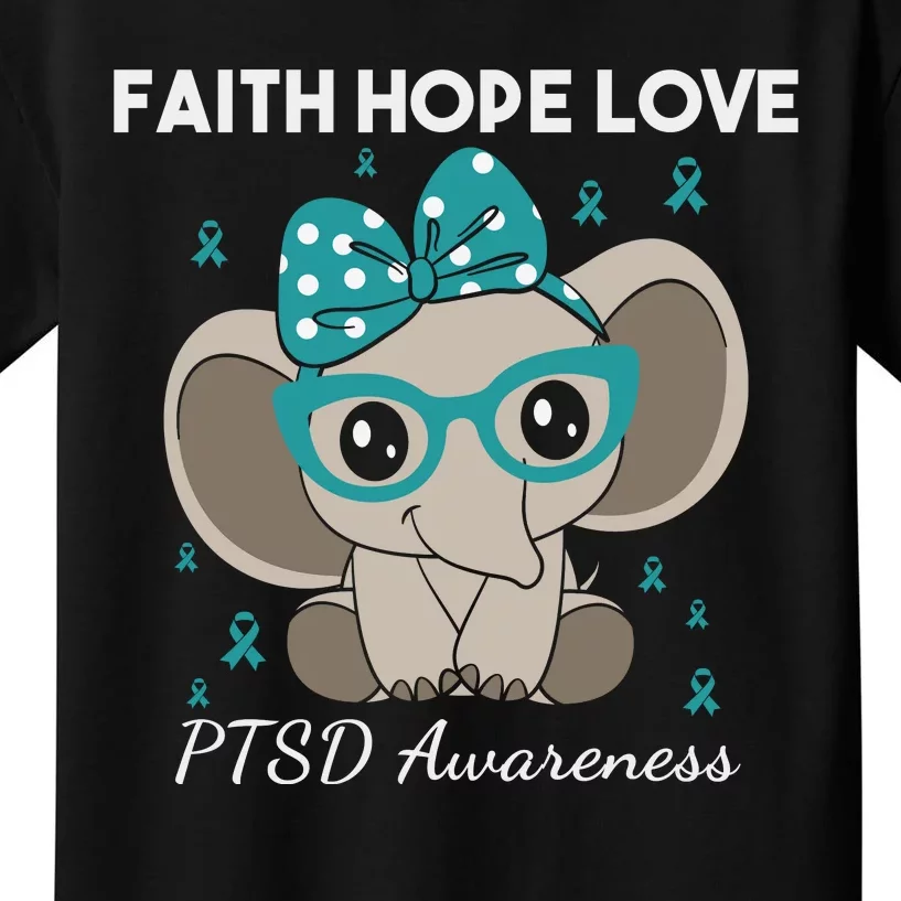 Cute Elephant I Have PTSD Awareness PTSD Awareness Hope Support Love Kids T-Shirt