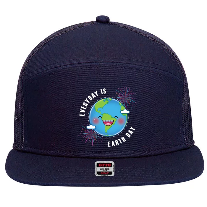 Cute Everyday Is Earth Day Climate Change Awareness Gift 7 Panel Mesh Trucker Snapback Hat