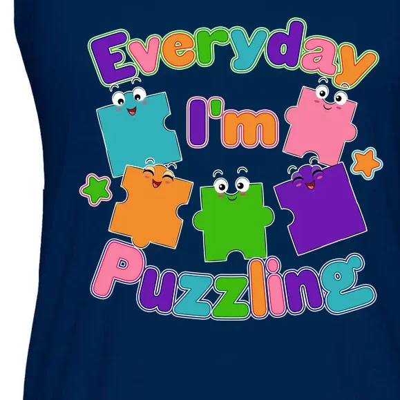 Cute Everyday I'm Puzzling Autism Awareness Ladies Essential Flowy Tank