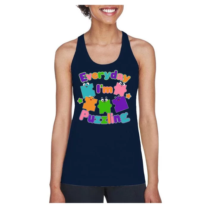 Cute Everyday I'm Puzzling Autism Awareness Women's Racerback Tank