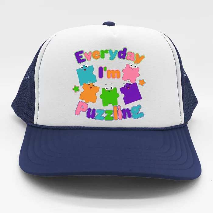 Cute Everyday I'm Puzzling Autism Awareness Trucker Hat