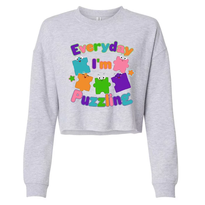 Cute Everyday I'm Puzzling Autism Awareness Cropped Pullover Crew