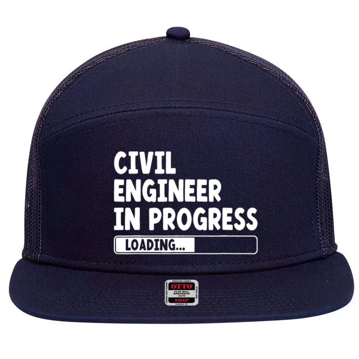 Civil Engineer In Progress Engineering Funny Civil Engineer 7 Panel Mesh Trucker Snapback Hat