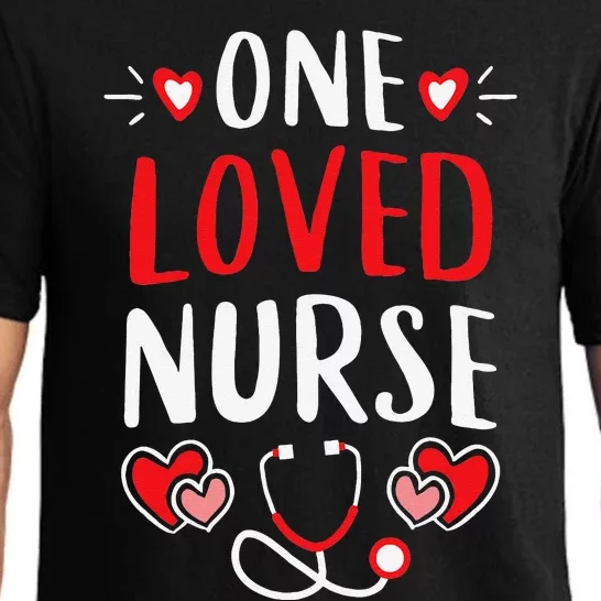 Cute ER ICU RN Nurses Tees Valentines Day One Loved Nurse Pajama Set