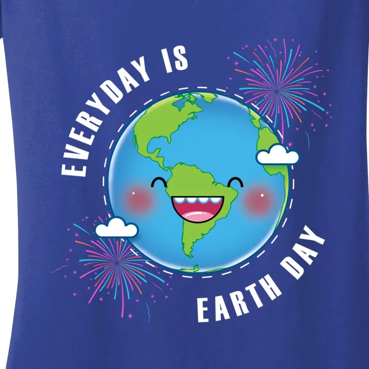 Cute Everyday Is Earth Day Climate Change Awareness Gift Women's V-Neck T-Shirt