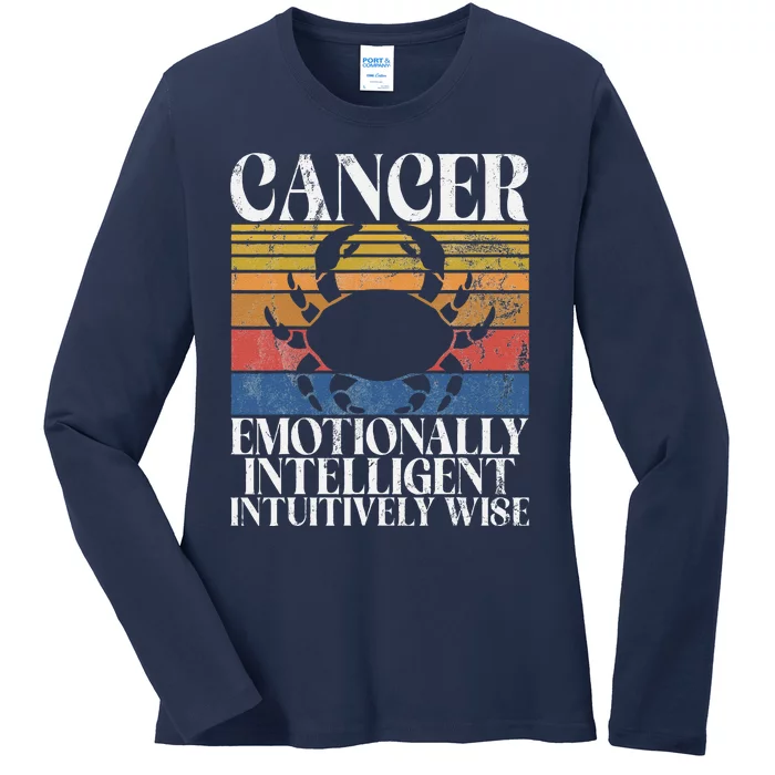 Cancer Emotionally Intelligent Intuitively Wise Cancer Ladies Long Sleeve Shirt