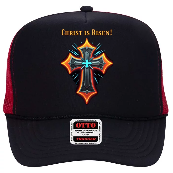 Christian Easter Jesus Christ Is Risen High Crown Mesh Trucker Hat